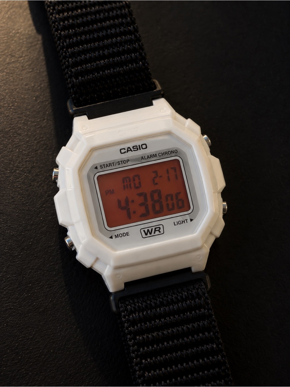 Casio White Digital Sports Watch with Black Nylon Strap